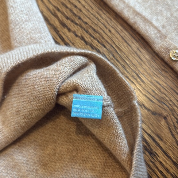 J. McLaughlin Jamey Tan Crew Neck Cashmere Sweater with Button Sleeve Accents M - Picture 8 of 11